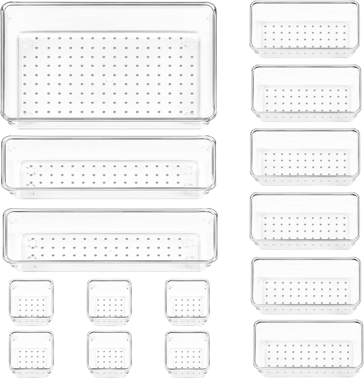 Clear Plastic Drawer Organizers, Bathroom and Vanity Drawer Organizer Trays, Storage Bins -15 Pcs Clear Plastic Drawer Organizers, Bathroom and Vanity Drawer Organizer Trays, Storage Bins -15 Pcs